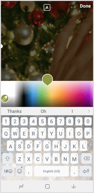 Las historias de Instagram eligen el color del texto de la paleta