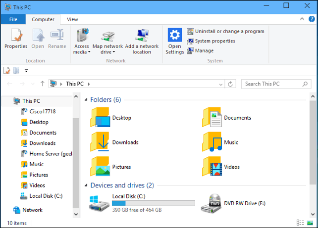 Haga que el Explorador de archivos de Windows 10 siempre esté abierto en esta PC
