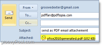 Enviar un PDF automáticamente convertido y adjunto en Outlook 2010