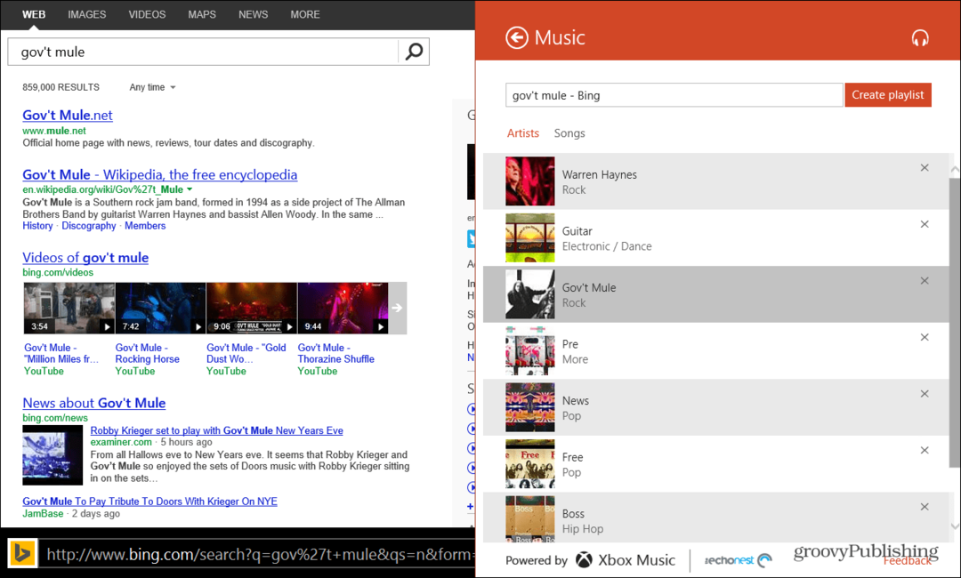 Use Bing para crear listas de reproducción de música de Xbox en Windows 8.1