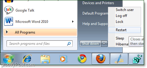 reiniciar la computadora con windows 7