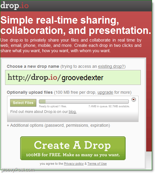 Cómo registrarse para una colaboración en línea gratuita usando drop.io