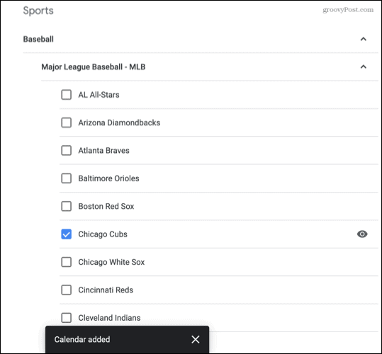 Deportes agregados a Google Calendar