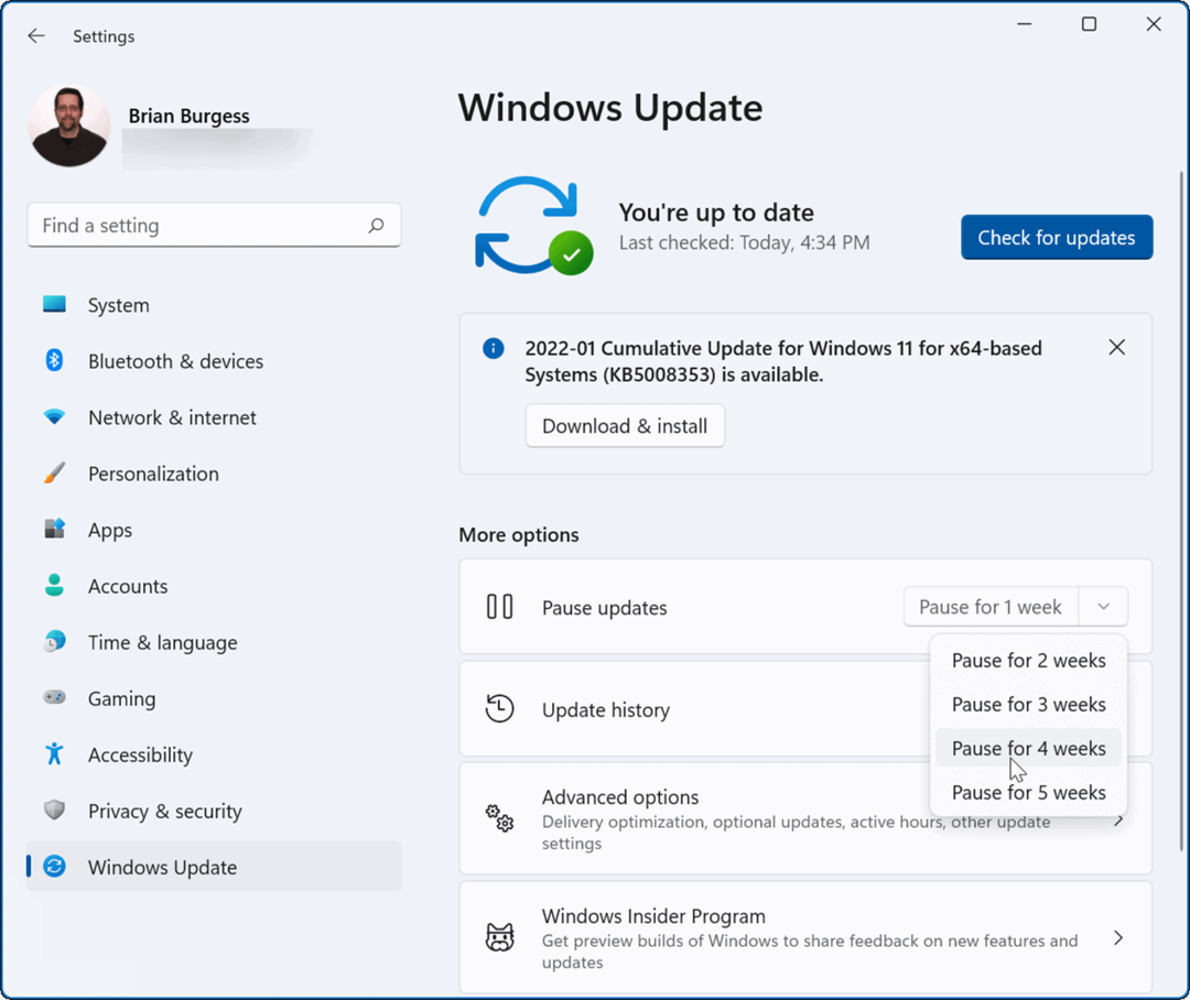 pausar actualizaciones en windows 11