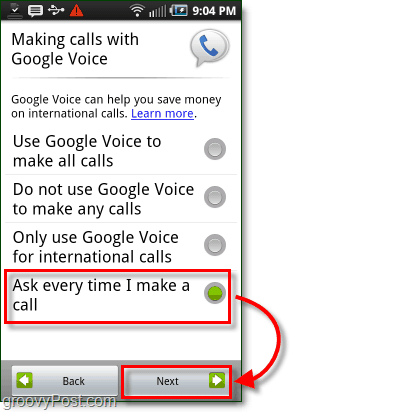 Google Voice en la preferencia de uso de la configuración móvil de Android