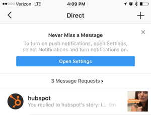 bandeja de entrada de mensajes directos de historias de instagram