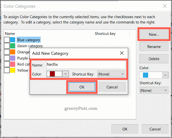 Crear una nueva categoría de color en Outlook