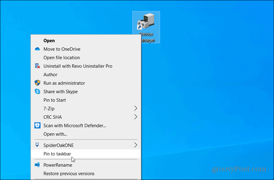 pin para iniciar o barra de tareas de Windows 10