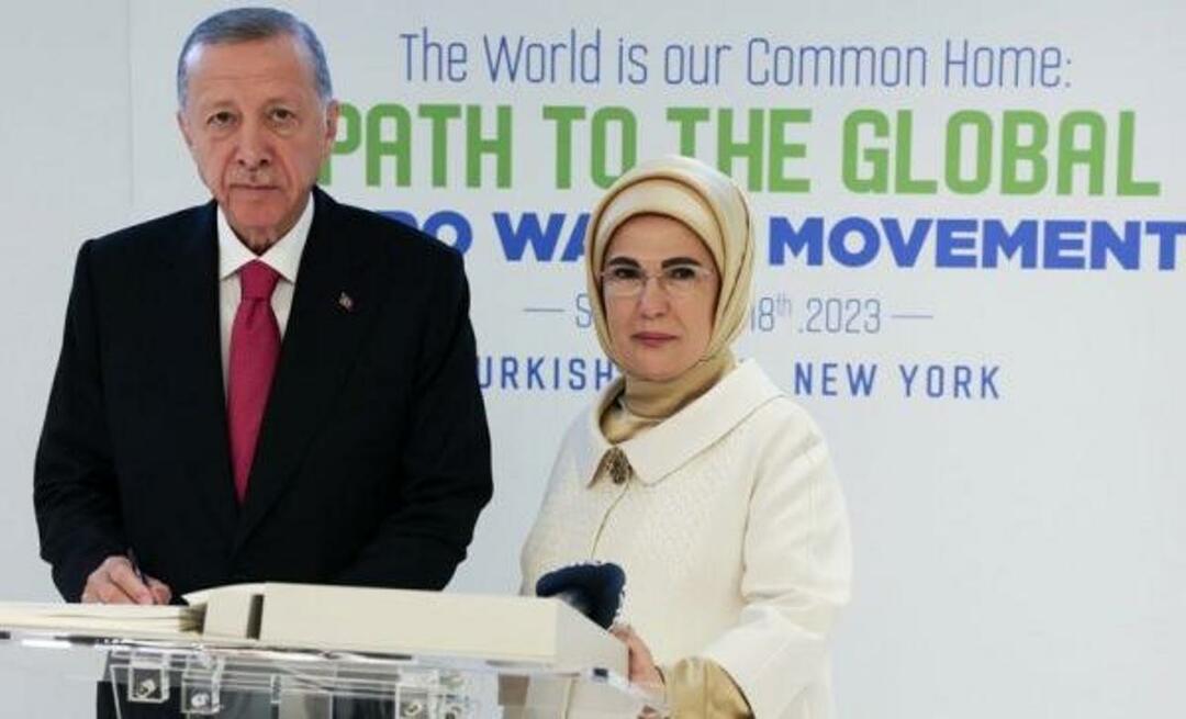 ¡Un gesto del Presidente Erdoğan, que fue el primero en firmar la "Declaración de Buena Voluntad Residuo Cero", a su esposa Emine Erdoğan!