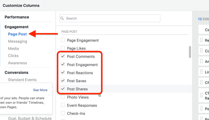 crear un informe personalizado de progreso de clientes potenciales en Facebook Ads Manager, paso 3
