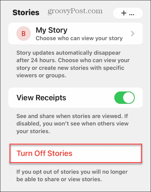 Desactivar historias en Signal