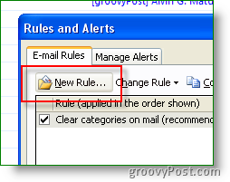 Crear nueva regla y alerta de Outlook