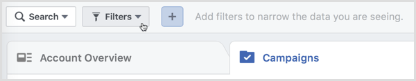 filtros del administrador de anuncios de facebook