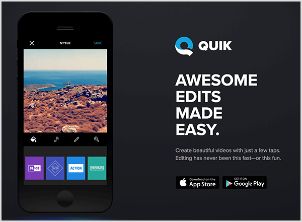 Quick para dispositivos móviles crea automáticamente videos para historias.