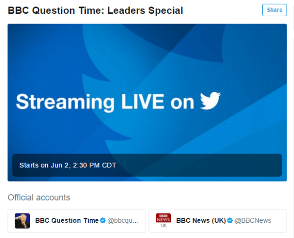 Twitter y la BBC anuncian la primera asociación de transmisión en vivo.