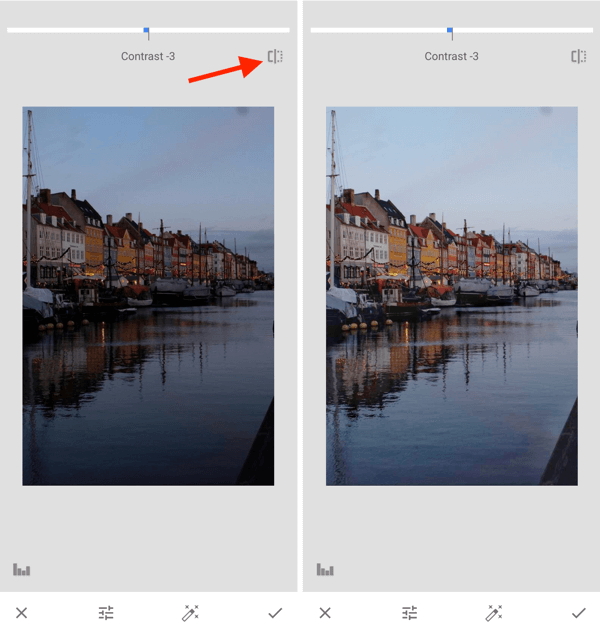 Cómo mejorar sus fotos de Instagram, paso 10, ajustar la configuración de exposición posterior a la captura, alternar entre original y editar