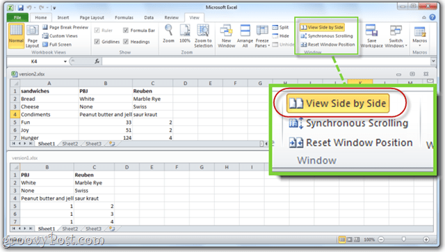 excel 2010 vista lado a lado