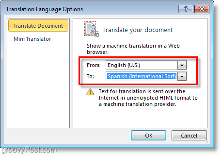 seleccione un idioma para Microsoft Word para traducir a