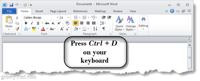 Presione Ctrl D en su teclado para abrir el diálogo de opciones de fuente