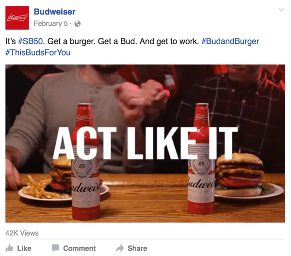 anuncio de video de facebook de budweiser