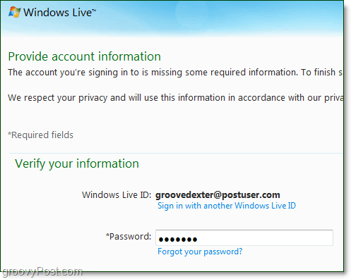 cambiar la contraseña del dominio de Windows Live
