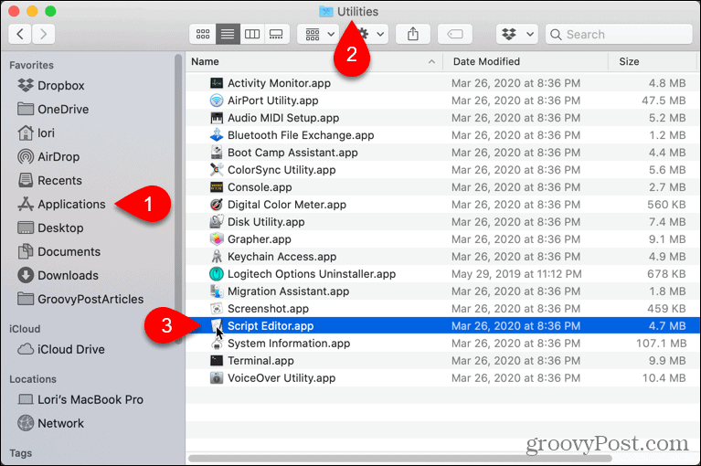 Abrir Script Editor en Mac