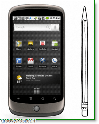 Google Nexus One es tan alto / grueso como un lápiz