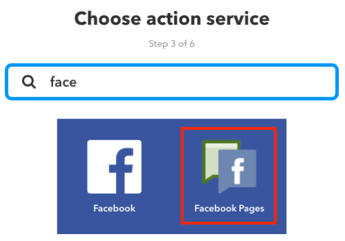 Elija un servicio de acción para su subprograma IFTTT.