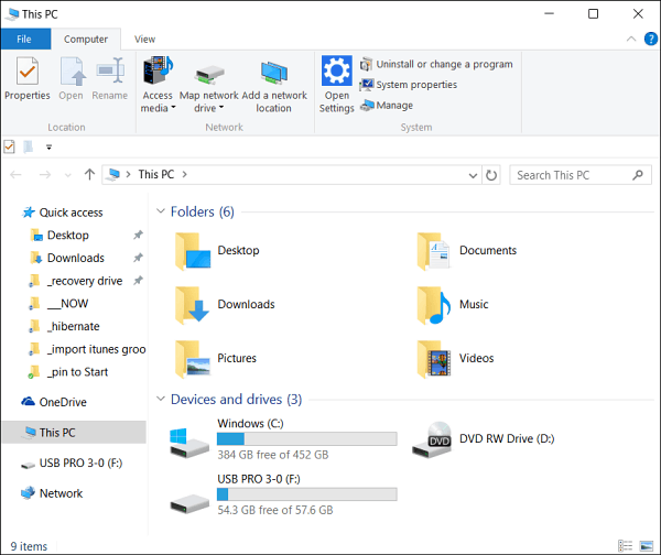 Haga que Windows 10 File Explorer se abra en esta PC en lugar de acceso rápido