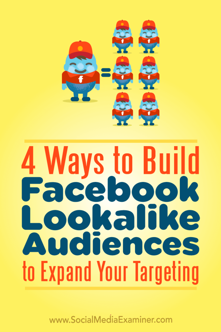 4 formas de construir audiencias similares a Facebook para expandir su orientación por Charlie Lawrance en Social Media Examiner.