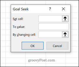 La ventana de Excel Goal Seek