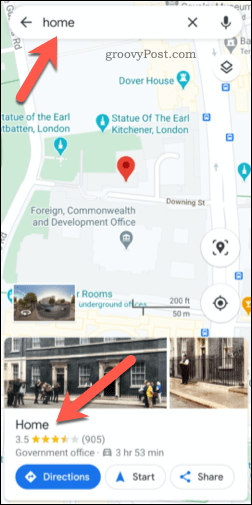 Una dirección de Google Maps guardada