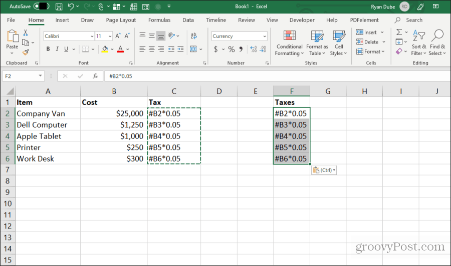 pegar fórmulas editadas en excel