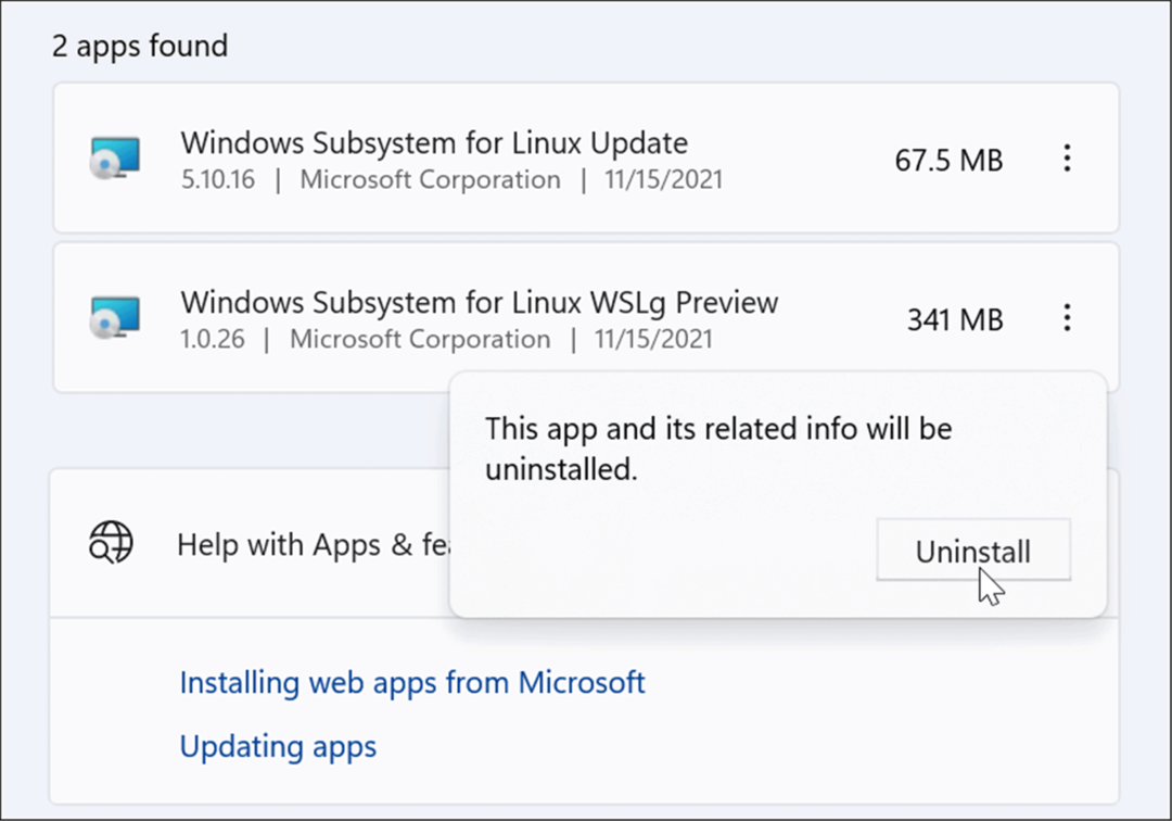 verificar desinstalar Linux desde Windows 11
