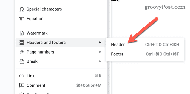 Insertar un encabezado o pie de página en Google Docs