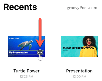 Presione el botón más en una presentación