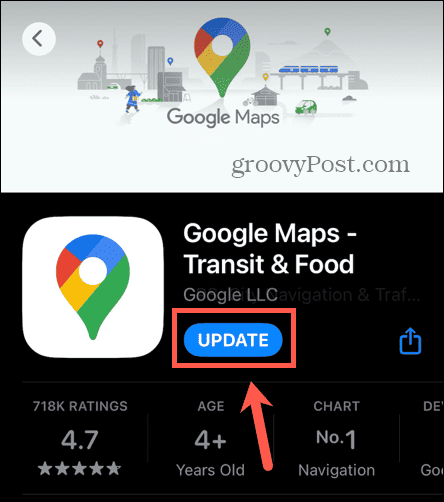 actualización de mapas de google