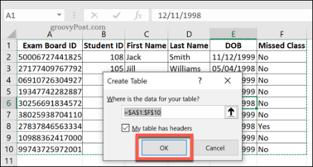 Crear una tabla estándar en Excel