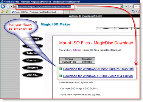 Enlace de descarga MagicISO x86 y x64 para Windows Server 2008