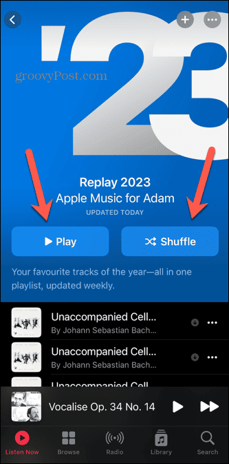reproducción aleatoria de la lista de reproducción de Apple Music