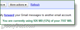 actualmente estás usando x cantidad de espacio en gmail