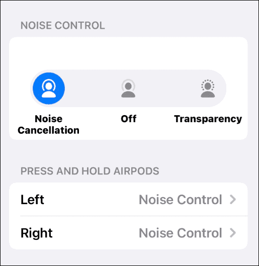 opciones de cancelación de ruido