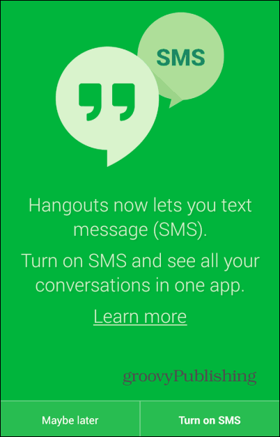 Hangouts SMS se enciende