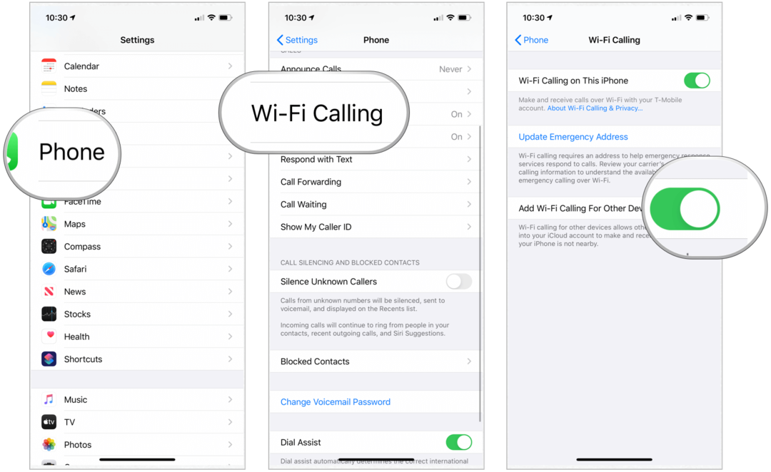 Llamadas Wi-Fi de iPhone en otros dispositivos