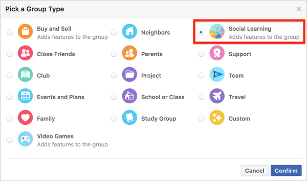 Para configurar su grupo en Social Learning, haga clic en Más debajo de la portada del grupo y seleccione Editar configuración del grupo.