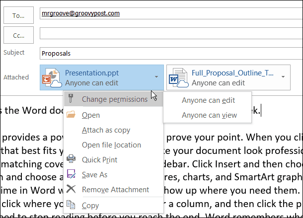 Vista previa de Office 2016: uso de archivos adjuntos modernos en Outlook