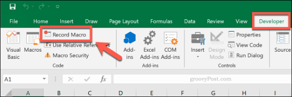 El botón Grabar macro en Microsoft Excel