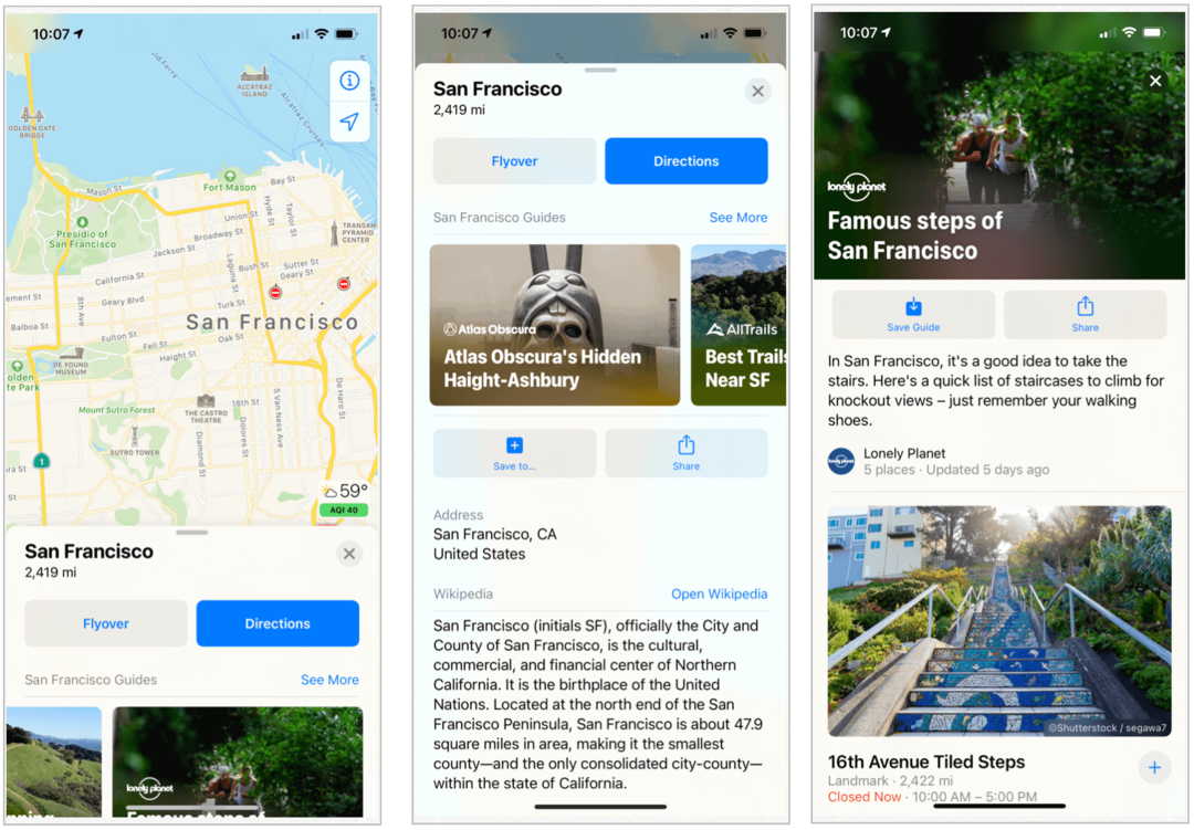 Guías de ciudades de iOS 14