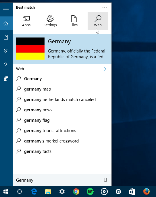 filtros de búsqueda de Windows 10