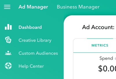 Ad Manager tiene cuatro secciones principales a las que puede acceder en la parte superior izquierda de la página.